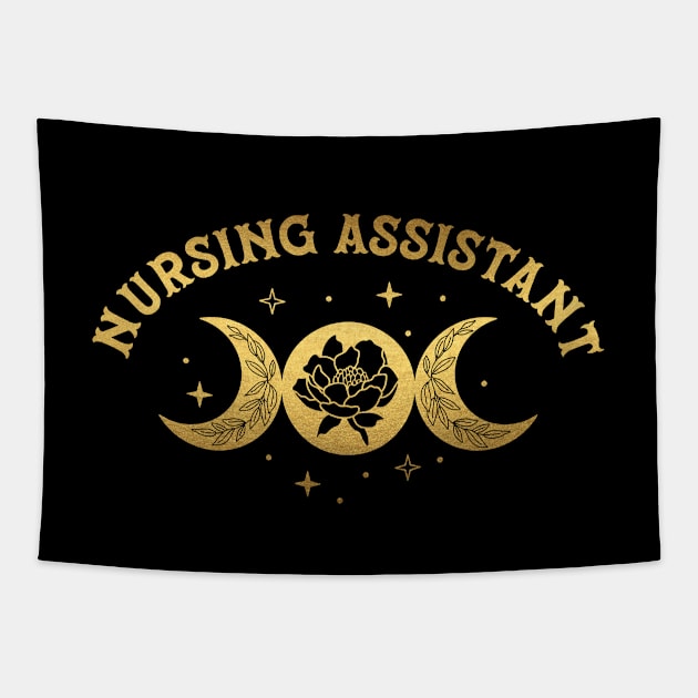 Nursing Assistant - Boho Moon & Wild Rose Golden Design Tapestry by best-vibes-only