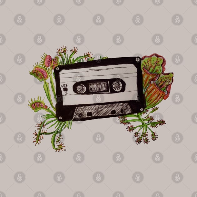 Vintage cassette tape with carnivorous plants by Animal Surrealism