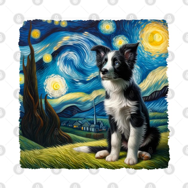 Starry Border Collie Portrait - Dog Portrait by starry_night