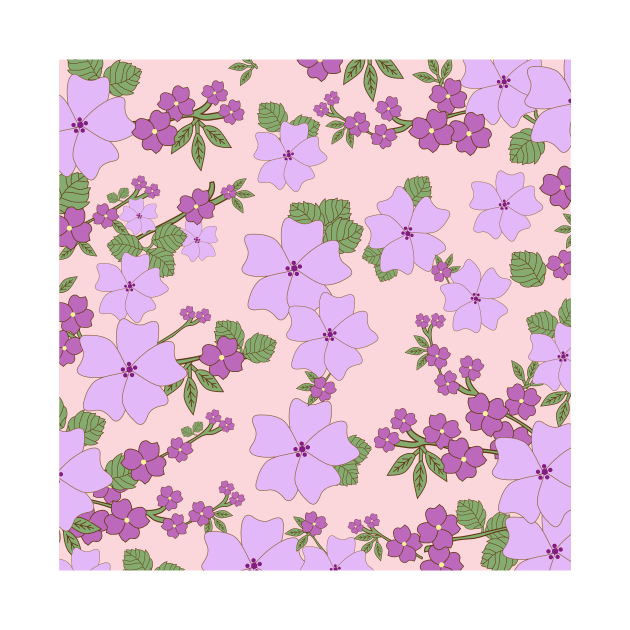 Purple Flowers, Floral Pattern, Pattern Of Flowers by Jelena Dunčević