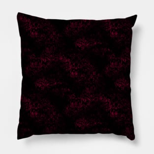 Distressed Black and Red Floral Grunge Pattern Pillow
