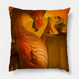 Fantasy Dragon and Knight Art Pillow