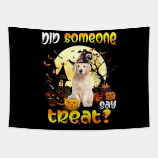 Golden Retriever Did Someone Say Treat Happy Halloween Tapestry