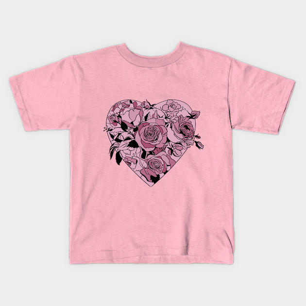 Rose Heart - Valentines Day - Kids T-Shirt | TeePublic