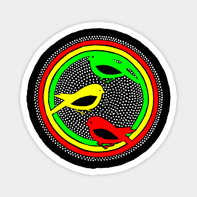 Three Little Birds Circle Magnet by LionTuff79