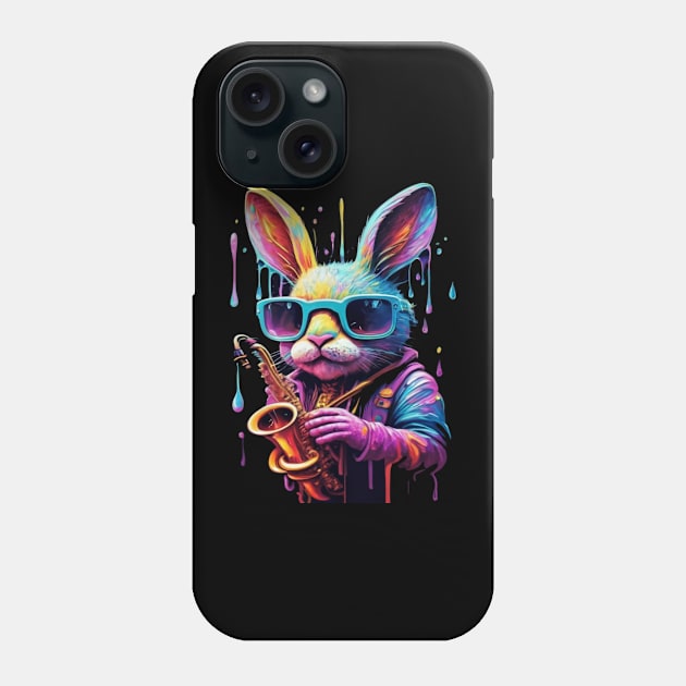 Cute Rabbit Playing Saxophone Phone Case by joolsd1@gmail.com