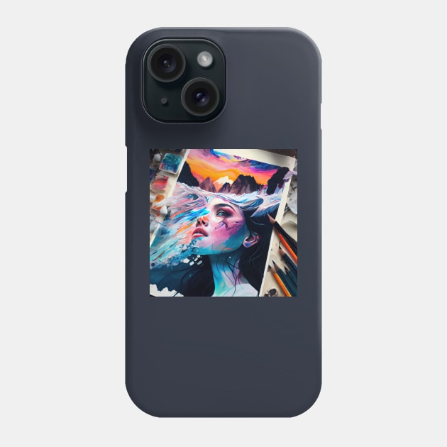 Abstract Painting of Girl Besides a Glacier Phone Case by Legendary T-Shirts