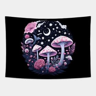 Mushrooms and Roses Tapestry