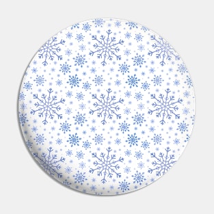 Pretty White & Blue Winter Snowflake Pattern Pin
