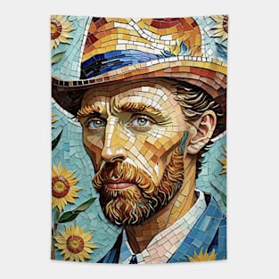 Sunflowers Mosaic: Van Gogh Inspired Portrait Tapestry