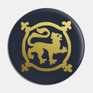Medieval Style Metallic Gold  Lion Pin