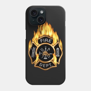 Flaming Gold Firefighter Badge Phone Case