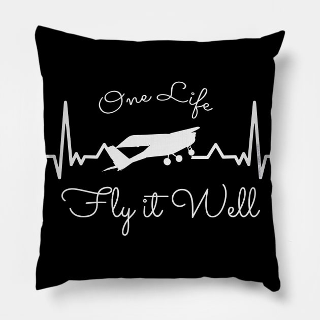 Flying Airplane Pilot Ultralight Heartbeat Design Pillow by Dibble Dabble Designs