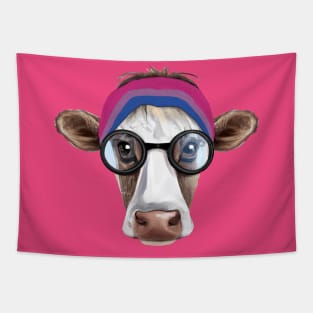 Subtle Bisexual Bi Flag Color Cow with Headband Bandana Tapestry