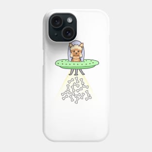 Funny yorkshire terrier dog is flying a ufo Phone Case