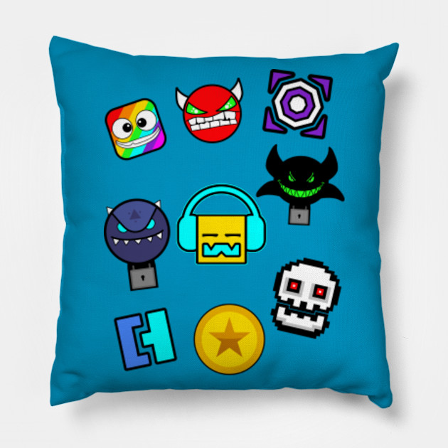 Geometry Dash Icons Geometry Dash Pillow Teepublic Uk