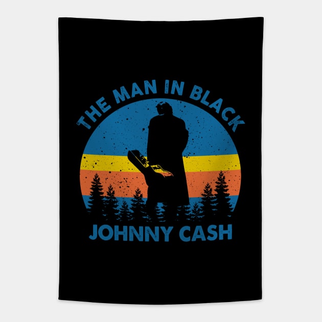 Retro The Man in Black Johnny Music Tapestry by Symmetry Stunning Portrait