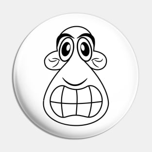 Black Funny Emoji Face Cartoon Pin