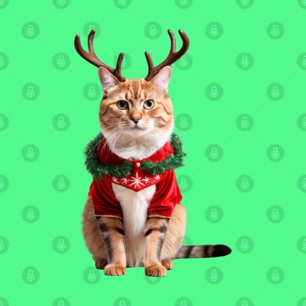 Funny Ugly Christmas Sweater Mad Reindeer Cat by Tina