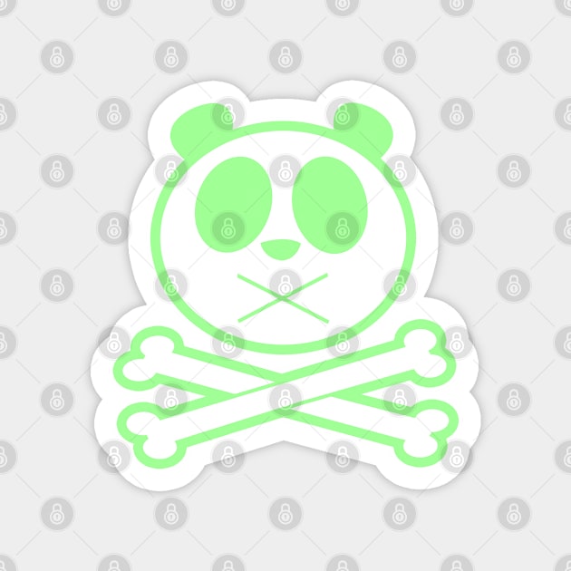 Panda Cross Bone - Green Magnet by adamzworld