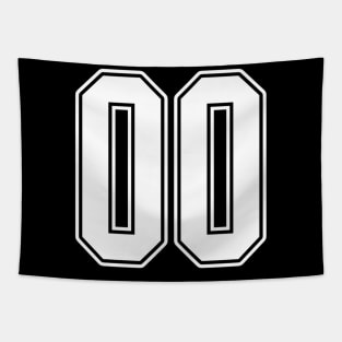 00 White Outline Number 00 Sports Fan Jersey Tapestry