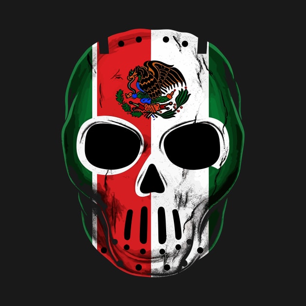 Mexican Flag Horror Hockey Mask - Scary Mexican Hockey Mask by TeeTrendz