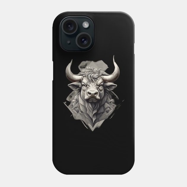 Grey Farm Bull Head with Horns Phone Case by Rossie Designs