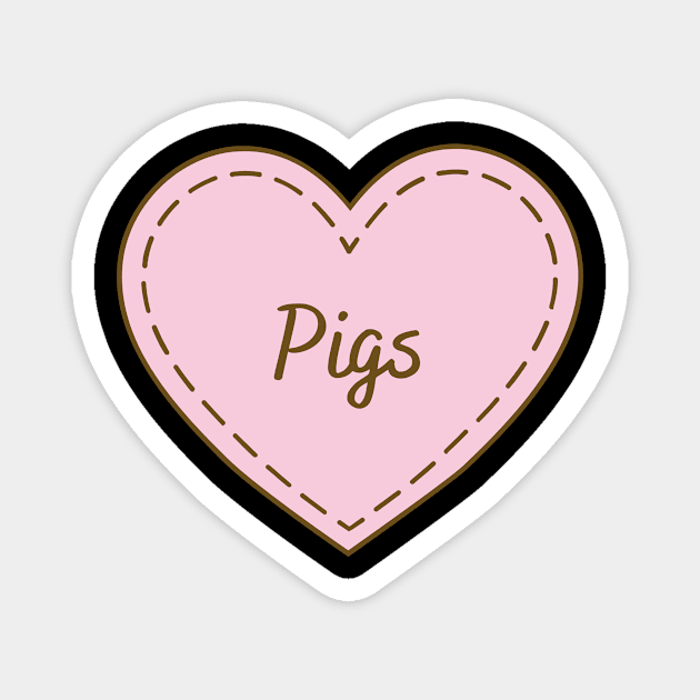 I Love Pigs Simple Heart Design Magnet by Word Minimalism