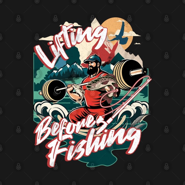 Funny Fishing Fisherman a Weightlifting Gym Bodybuilding by alcoshirts