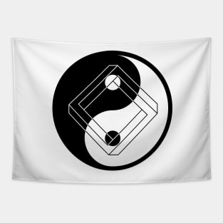 Gemotery Yin Yang on White Tapestry