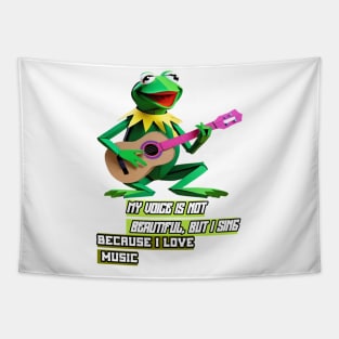 Kermit the Frog sings with guitar Tapestry