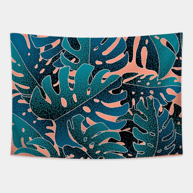 Monstera MintPink Tapestry by zeljkica