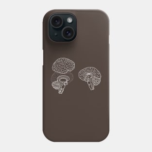 Human Brain Anatomy White Line Drawing Phone Case