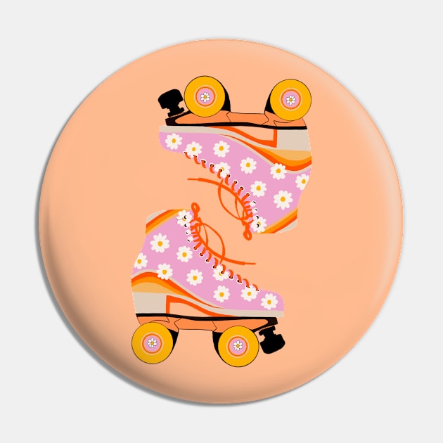 Retro Bloom: Roller Skates Revival Pin by AKart19