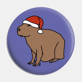 Christmas Capybara Wearing Santa Hat Pin