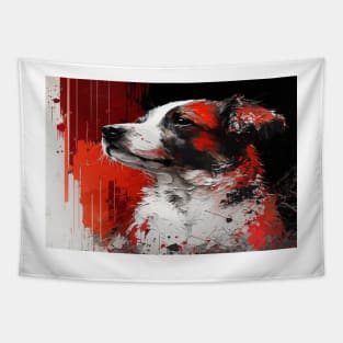 Abstract Splash Painting Of A Dog In Black And Red Colours Tapestry