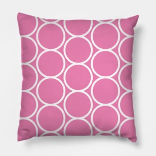 Simple Pattern - White Circles, Pink Background Pillow