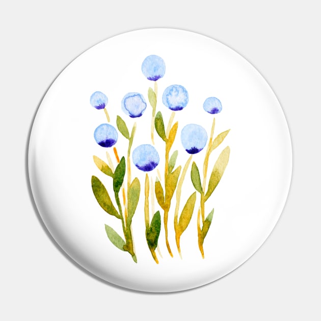 Simple watercolor flowers - blue and green Pin by wackapacka