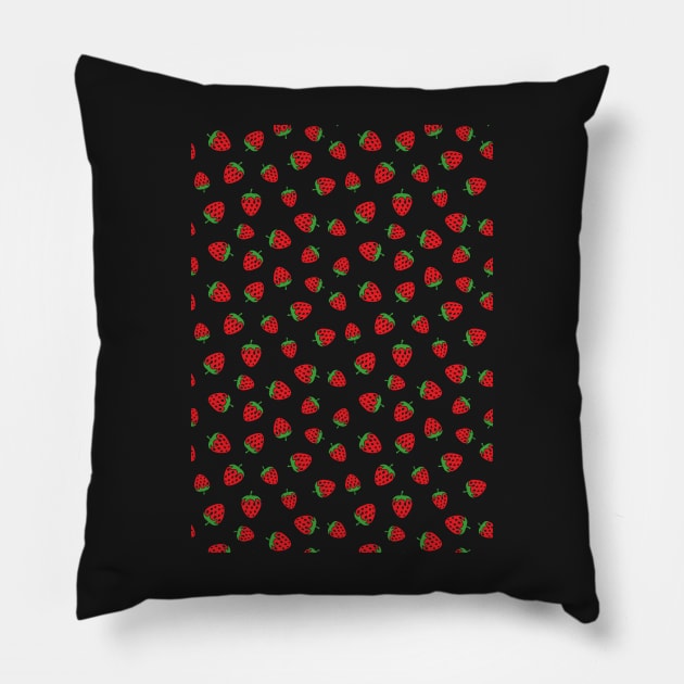 Strawberry Print Pattern Illustration by Hey Visuals Pillow by heyvisuals