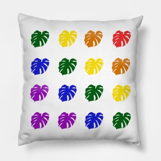 Monstera Deliciosa Leaves - Gay Pride Pillow