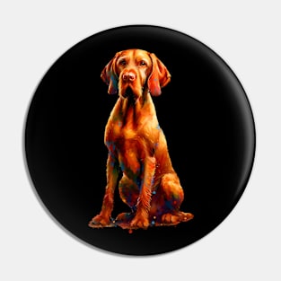 Wirehaired Vizsla in Colorful Abstract Splash Art Pin