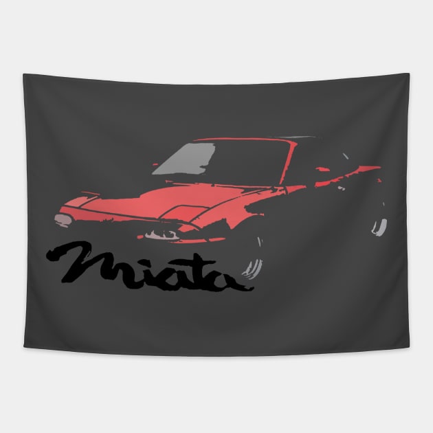 Miata MX5 I NA Red Cutout Tapestry by CharlieCreator