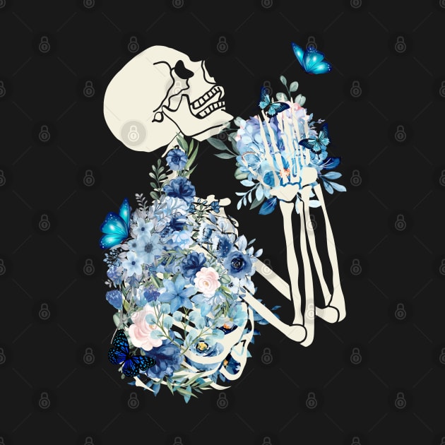 Skeleton, Butterflies and Flowers, Bones and Botany, Cottagecore by Mind Your Tee