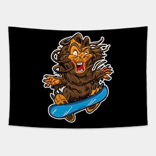 Cute Bigfoot or Sasquatch Snowboarder Tapestry