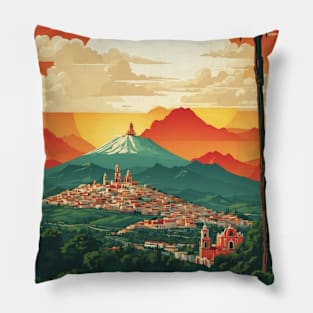 Atlixco Puebla Mexico Sunset Tourism Travel Vintage Poster Pillow