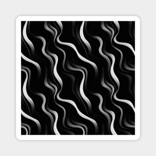 Monochrome Elegance: White Abstract Lines on Black Magnet