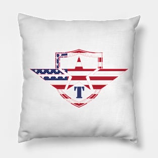 Letter T American Flag Monogram Initial Pillow