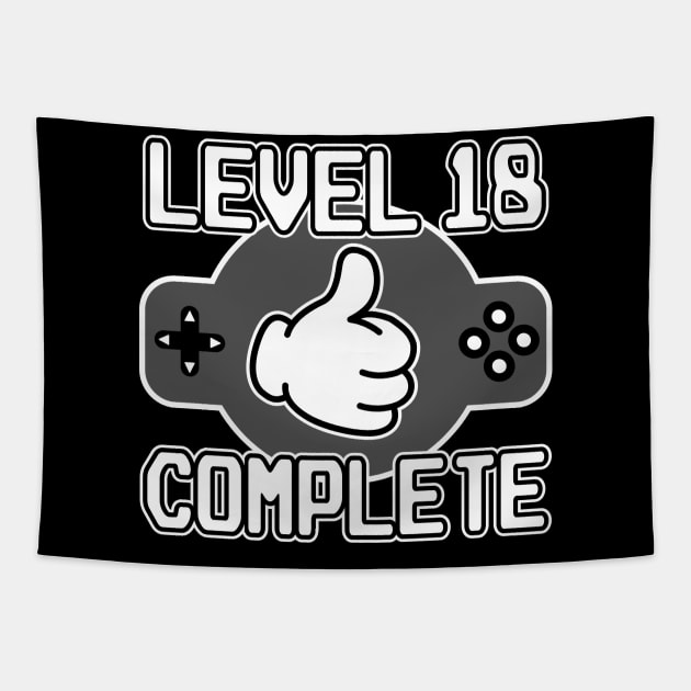 Level 18 Complete 18th Birthday 18 Years Gamer 2002 Tapestry by Kuehni