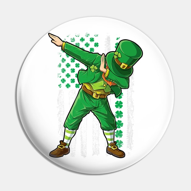 Dabbing Leprechaun Irish American Flag St Patricks Day Pin by Macy XenomorphQueen