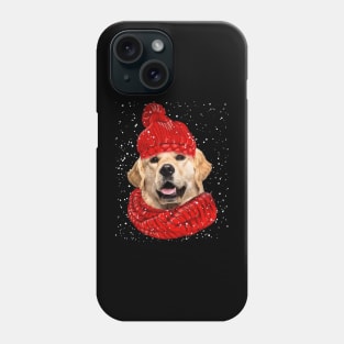 Golden Retriever Wearing Red Hat And Scarf Christmas Phone Case